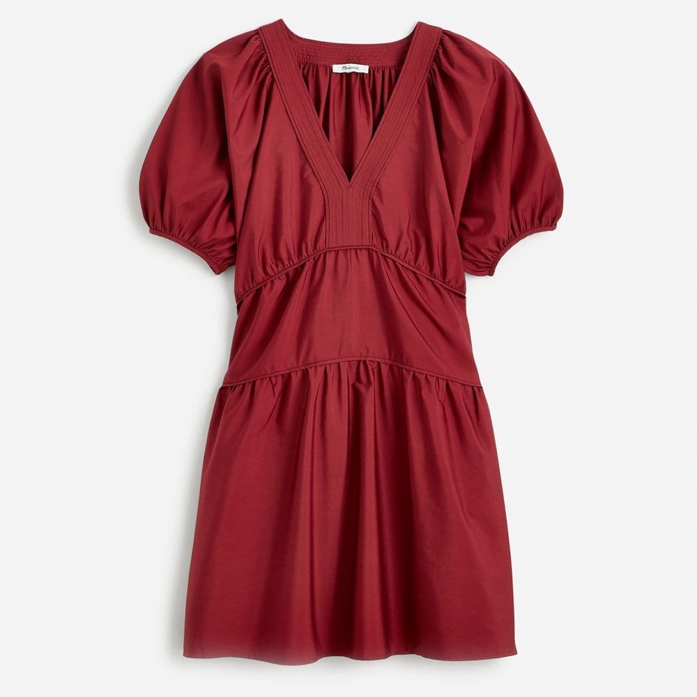 Madewell Burgundy Puff Sleeve Mini Dress